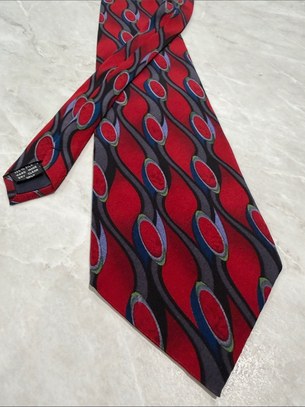 Vintage Cocktail Collection 100% Silk Tie Red Abstract Mod Geometric